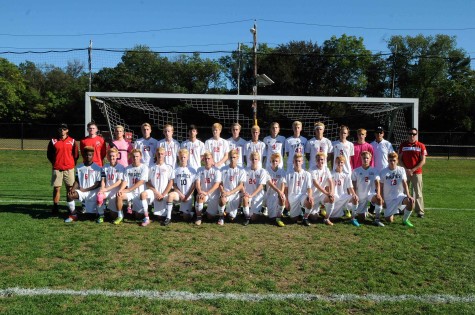 The Boy's Soccer Team poses for a photo before a game this season