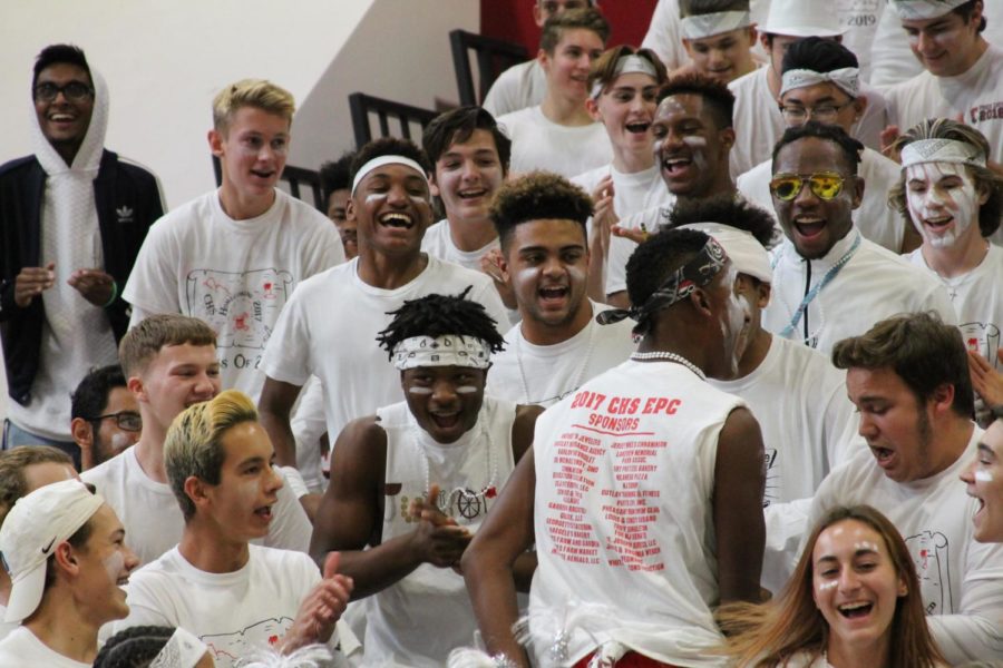 Juniors laugh and have fun during pep rally games  in October 2017.