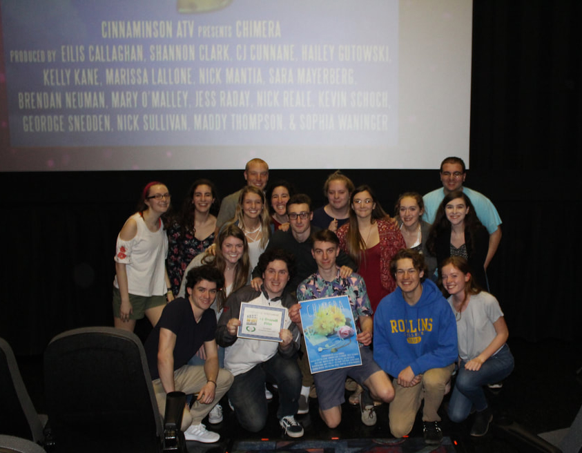 Cinnaminsons Advanced TV Production Poses with 10-Day Challenge Representatives After Winning Third in the State of NJ