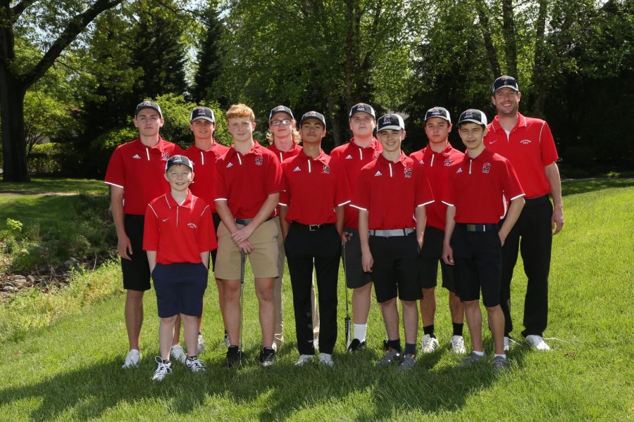 The+CHS+Golf+Team+with+head+coach+Bret+Jenkins.+