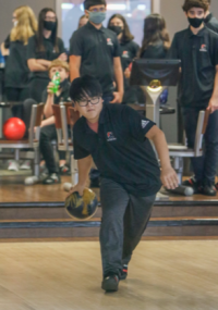 Senior Sam Becker bowling. (Photo courtesy of CHS Buccaneer Yearbook and Delaney Imondi) 