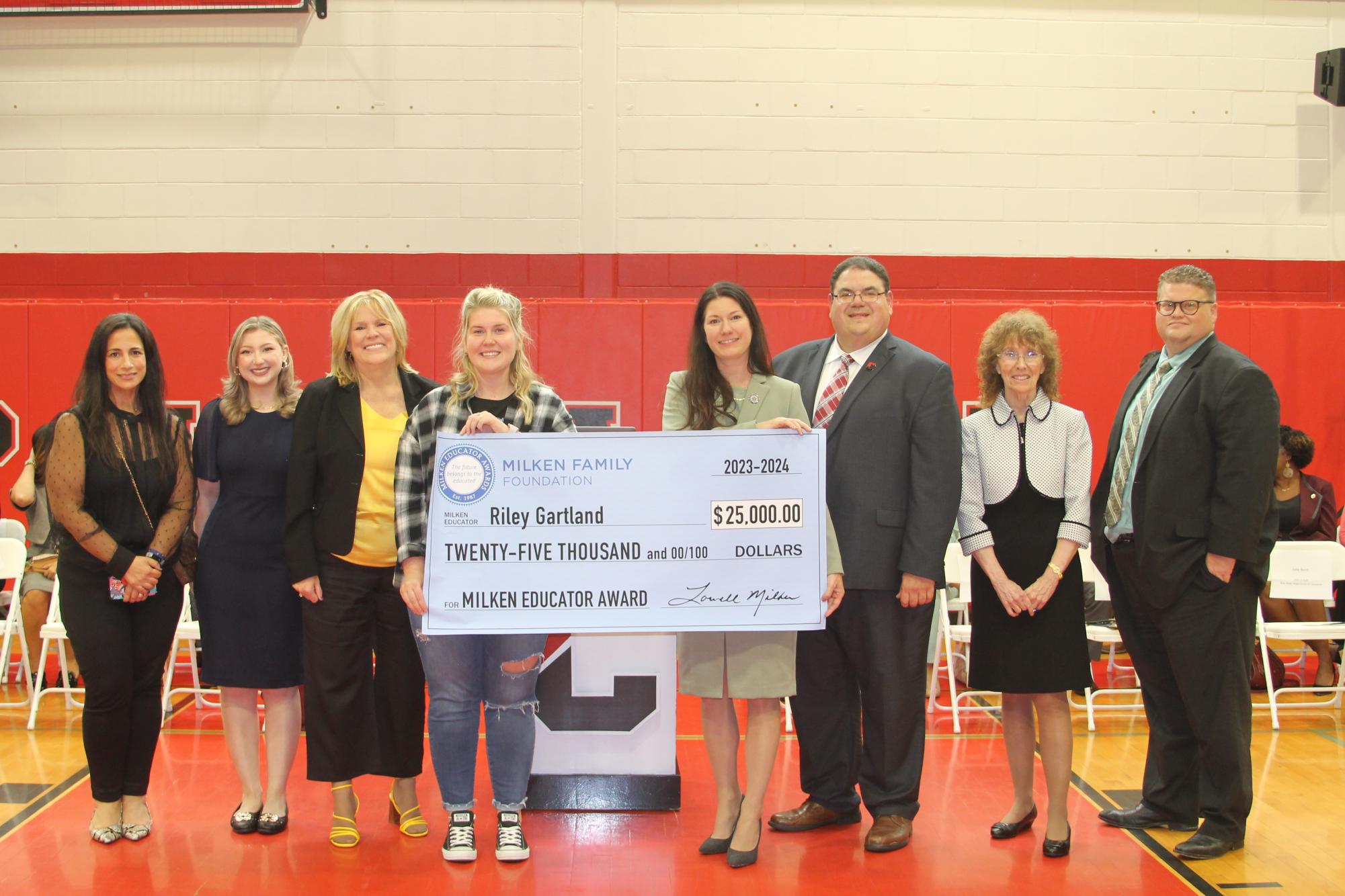 (Photo courtesy of The Buccaneer) Ms. Riley Gartland is recognized as a top educator by the Milken Family Foundation.