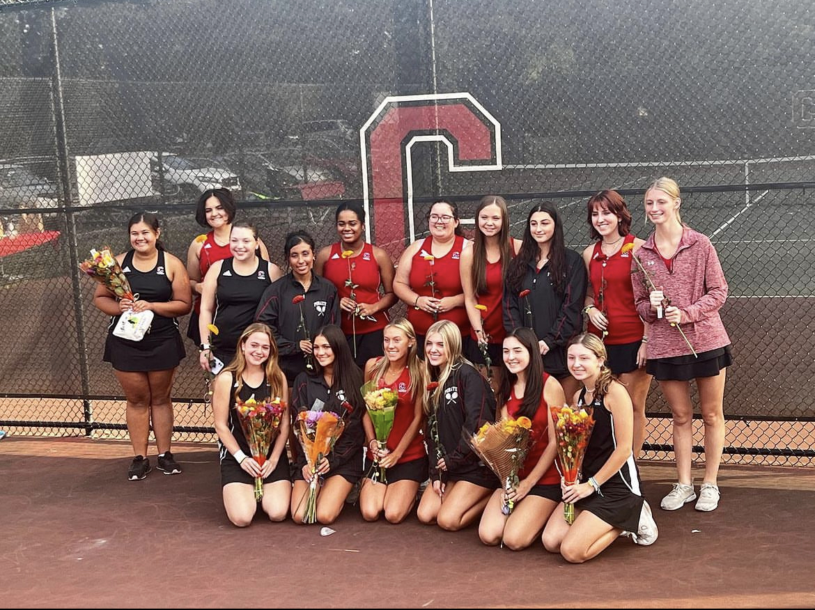 (Photo courtesy of Cinnaminson Athletics) The seniors on the girls tennis team pose for a picture on Senior Night. 