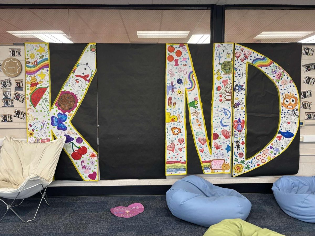 (Courtsey of Gianna Wright) Located in the Wellness Center students are invited to stand between the K and N to be the "I" in Kind.